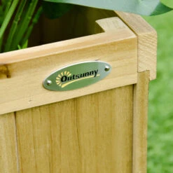 Outsunny Wood Privacy Screen W/ 4 Planter Box, Raised Bed W/ 3 Panels & Drainage Holes 29 Outsunny Wood Privacy Screen W/ 4 Planter Box, Raised Bed W/ 3 Panels & Drainage Holes -Outsunny RQGa3f17e69a004bc