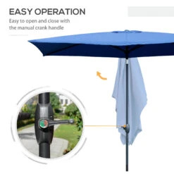 Outsunny 6.5' X 10' Rectangular Market Umbrella, Patio Outdoor Table Umbrella With Crank And Push Button Tilt, Blue -Outsunny RRO88c1815d970638