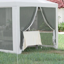 Outsunny 10' X 28' Party Tent Canopy, Outdoor Event Shelter Gazebo With 8 Removable Mesh Sidewalls, Zipper Doors, Steel Frame, White -Outsunny RRc3d6187565e24dc