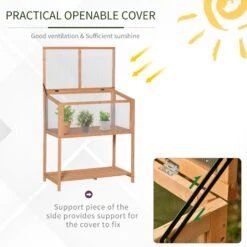 Outsunny 36" X 20" X 41" Greenhouse Raised Potted Plant Protection Box Outdoor With Openable Top, Wooden Cold Frame Orange -Outsunny RX871c17e684422b3