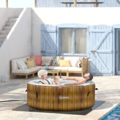 Outsunny 4 Person Inflatable Portable Hot Tub, Outdoor Round Heated Spa With 108 Jets, Pump, Cover, Filter Cartridges, Brown -Outsunny RXO90f17fae7c2d25 1