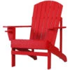 Outsunny Wooden Adirondack Chair, Outdoor Patio Lawn Chair With Cup Holder, Weather Resistant Lawn Furniture, Classic Lounge For Deck, Garden, Backyard, Fire Pit, Red