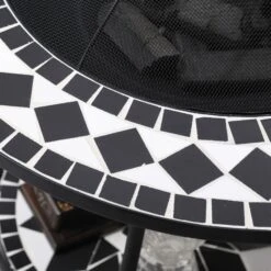 Outsunny 30" Outdoor Fire Pit Dining Table, 3-in-1 Round Wood Burning Fire Pit Bowl, Patio Ice Bucket With Storage Shelf, Spark Screen Cover For BBQ, Bonfire, Camping, Mosaic -Outsunny RePd4d17ffc927aa3