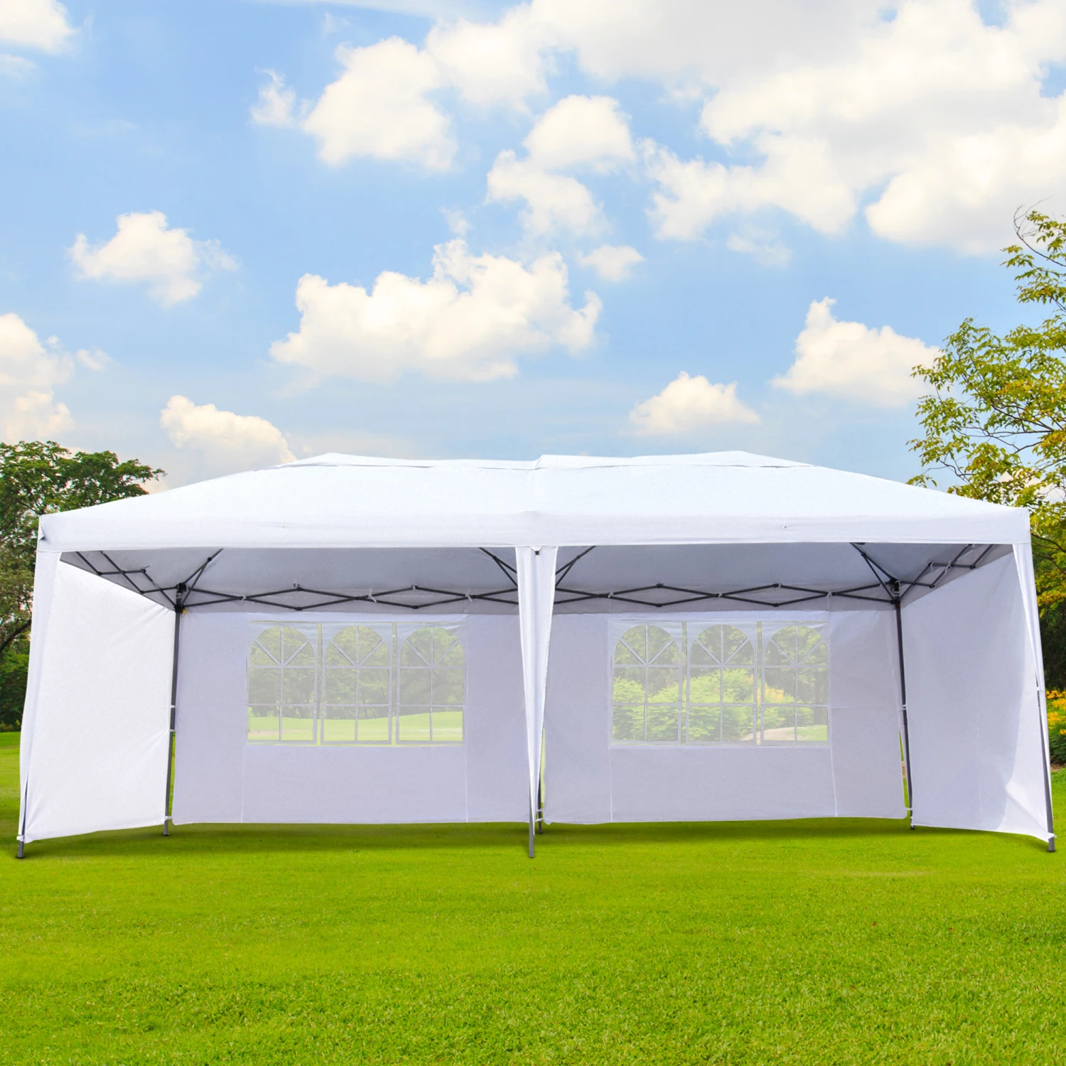 Outsunny 10' X 20' Pop Up Canopy Tent With 4 Sidewalls, Heavy Duty Tents For Parties, Outdoor Instant Gazebo With Carry Bag, For Outdoor, Garden, Patio, White 8 Outsunny 10' X 20' Pop Up Canopy Tent With 4 Sidewalls, Heavy Duty Tents For Parties, Outdoor Instant Gazebo With Carry Bag, For Outdoor, Garden, Patio, White - Image 8