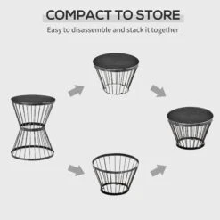 Outsunny 16" Steel Patio Side Table, Garden End Table With Hourglass Design, Accent Table For Outdoor And Indoor Use, Black -Outsunny Rwga8217e6ca11431