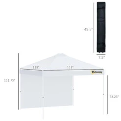 Outsunny 10' X 10' Pop-Up Canopy Tent With 1 Sidewall, Instant Sun Shelter, Tents For Parties, Height Adjustable, With Wheeled Carry Bag For Outdoor, Garden, Patio, White -Outsunny S0Wc17181681142ee