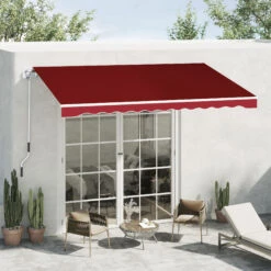 Outsunny 8' X 7' Manual Retractable UV Protentant Sun Shade Patio Awning - Red -Outsunny S4m6ff18316edfcfd
