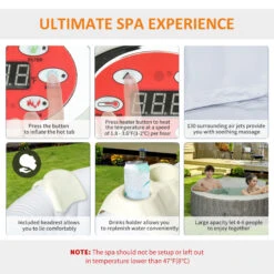 Outsunny 4-6 Person Inflatable Portable Hot Tub Spa 82'' X 26'' Outdoor Round Heated Spa W/ 130 Bubble Jets, Cover, Filter Cartridges - Grey 17 Outsunny 4-6 Person Inflatable Portable Hot Tub Spa 82'' X 26'' Outdoor Round Heated Spa W/ 130 Bubble Jets, Cover, Filter Cartridges - Grey -Outsunny S78b1017fe87ad9fc