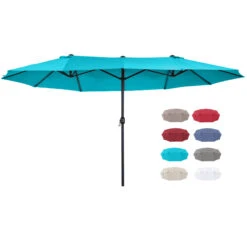 Outsunny Patio Umbrella 15ft Double-Sided Outdoor Market Extra Large Umbrella With Crank Handle For Deck, Lawn, Backyard And Pool, Blue -Outsunny S7Vbac180c1a705c4