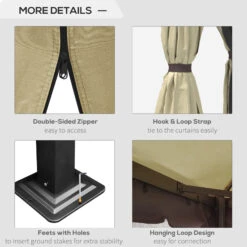 Outsunny 10' x 10' Patio Gazebo, Aluminum Frame Double Roof Outdoor Gazebo Canopy Shelter With Netting & Curtains, For Garden, Lawn, Backyard And Deck, Beige 13 Outsunny 10' x 10' Patio Gazebo, Aluminum Frame Double Roof Outdoor Gazebo Canopy Shelter With Netting & Curtains, For Garden, Lawn, Backyard And Deck, Beige -Outsunny S9988c17fae7c2f1f