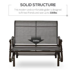 Outsunny 2-Person Outdoor Glider Bench,Patio Glider Loveseat Chair With Powder Coated Steel Frame,2 Seats Porch Rocking Glider For Backyard, Lawn, Garden And Porch, Mixed Grey 15 Outsunny 2-Person Outdoor Glider Bench,Patio Glider Loveseat Chair With Powder Coated Steel Frame,2 Seats Porch Rocking Glider For Backyard, Lawn, Garden And Porch, Mixed Grey -Outsunny S9W75617f4e9731a8