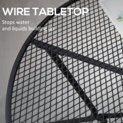 Outsunny 35" Round Outdoor Patio Bistro Dining Table, French Cafe Style, Conversation Space, Fast Drying Metal Mesh Tabletop For Garden, Backyard, Poolside, Black -Outsunny SERa0918062da91e3