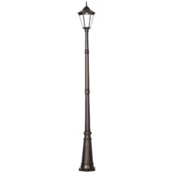 Outsunny 94.5" Solar Lamp Post Light, Dusk To Dawn Vintage Style Street Light, Aluminum Solar Powdered Lamp, PIR Motion Sensor For Garden, Lawn, Pathway, Driveway, Brown