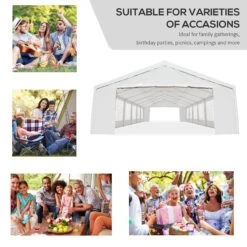 Outsunny 20' X 40' Large Party Tent & Carport With Removable Sidewalls And Double Doors, Heavy Duty Canopy Tent Sun Shade Shelter, For Parties, Wedding, Outdoor Events, BBQ, White -Outsunny SMb4da17e715996a3