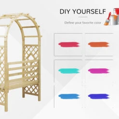 Outsunny Wood Garden Arch With Bench Pergola Trellis For Vines/Climbing Plants, Perfect For The Backyard & Outdoor Space -Outsunny SN988c18064a3505f