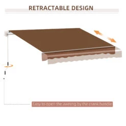 Outsunny 10' X 8' Manual Retractable Sun Shade Patio Awning - Coffee Brown -Outsunny SPg75618447f5efe5