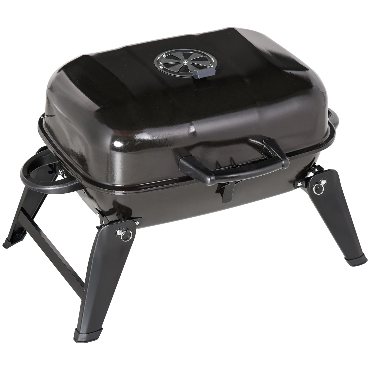 Outsunny 14" Portable Charcoal Grill, Tabletop Small BBQ Grill For Outdoor Cooking, Camping, Tailgating, Enamel Coated, Vent, Folding Legs, Black 8 Outsunny 14" Portable Charcoal Grill, Tabletop Small BBQ Grill For Outdoor Cooking, Camping, Tailgating, Enamel Coated, Vent, Folding Legs, Black - Image 8