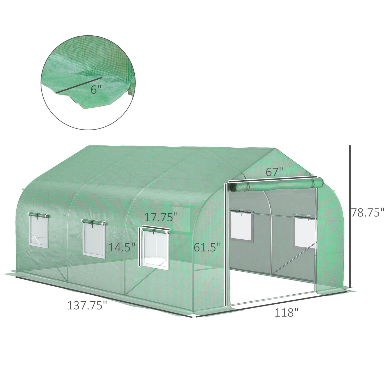 Outsunny 11.5' X 10' X 7' Outdoor Portable Walk-In Tunnel Greenhouse With Windows-Deep Green 3 Outsunny 11.5' X 10' X 7' Outdoor Portable Walk-In Tunnel Greenhouse With Windows-Deep Green - Image 3