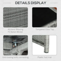 Outsunny 9-Piece Outdoor PE Rattan Wicker Patio Dining Set, Cushions, 4 Armchairs, 2 Easy-Store Ottoman Footrests, 1 Tempered Glass Center Coffee Table, Dark Grey -Outsunny SZ288c18181c28c2b