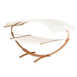 Outsunny 13' Hammock Stand Wooden Roman Arc With Canopy For 2 Person Outdoor