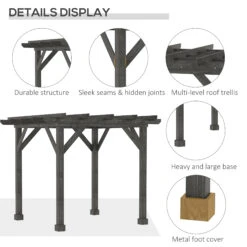 Outsunny 10' X 10' Patio Pergola, Weather-Resistant Cedar Wood, Backyard Cover For Porch Party, Grape Garden, Vineyard, Ivy Vine, Or Climbing Plants, Black -Outsunny SjQa09181721ea498