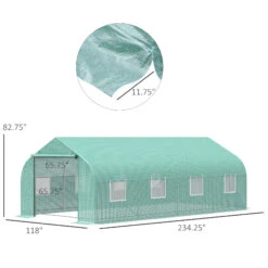 Outsunny 19.5' X 10' X 7' Outdoor Walk-in Tunnel Greenhouse, Hot House With Roll-up Windows, Zippered Door, PE Cover, Heavy Duty Steel Frame, Green 13 Outsunny 19.5' X 10' X 7' Outdoor Walk-in Tunnel Greenhouse, Hot House With Roll-up Windows, Zippered Door, PE Cover, Heavy Duty Steel Frame, Green -Outsunny SkPc171815317ee2b