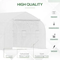 Outsunny 26' X 10' X 7' Walk-In Greenhouse Tunnel, Large Gardening Plant Hot House With Zipper Doors For Backyard, White -Outsunny SnGa0917f2768bf5d