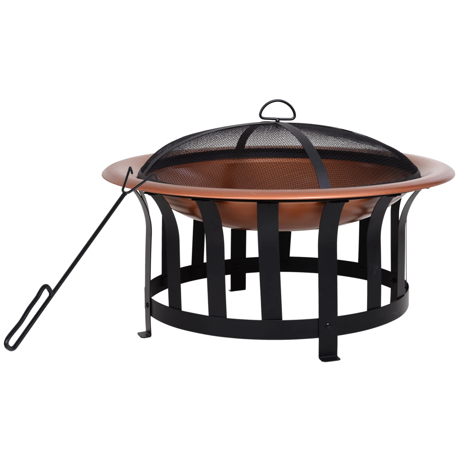 Outsunny Outdoor Round Fire Pit With Protective Mesh Screen For Your Backyard And Patio 1 Outsunny Outdoor Round Fire Pit With Protective Mesh Screen For Your Backyard And Patio
