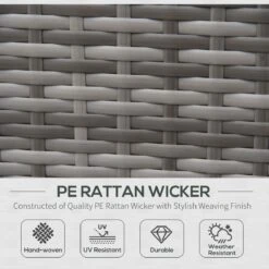 Outsunny 7 Piece Outdoor Patio Furniture Set, PE Rattan Wicker Sectional Sofa Patio Conversation Sets With Couch Cushions, Throw Pillows And Slat Coffee Table, Stripe, Beige -Outsunny SrPbc117ef634e821