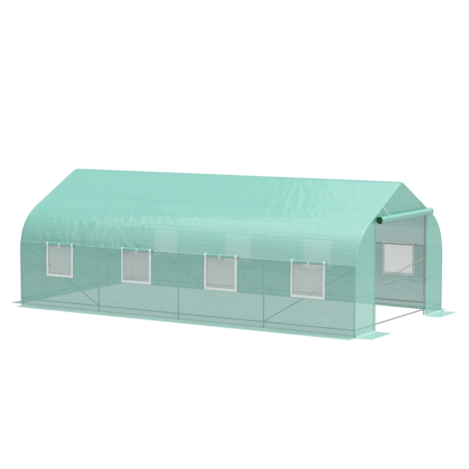 Outsunny 19.5' X 10' X 7' Outdoor Walk-in Tunnel Greenhouse, Hot House With Roll-up Windows, Zippered Door, PE Cover, Heavy Duty Steel Frame, Green 1 Outsunny 19.5' X 10' X 7' Outdoor Walk-in Tunnel Greenhouse, Hot House With Roll-up Windows, Zippered Door, PE Cover, Heavy Duty Steel Frame, Green