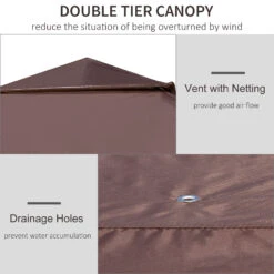 Outsunny 12' X 12' Pop Up Canopy Tent With Netting And Carry Bag, Instant Sun Shelter With 137 Sq.ft Shade, Tents For Parties, Height Adjustable, For Outdoor, Garden, Patio, Brown -Outsunny SvL75618746780e02