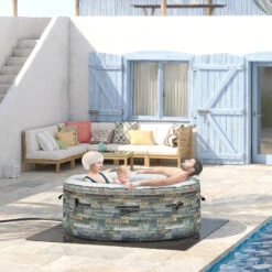 Outsunny 2-3 Person Inflatable Hot Tub Outdoor Round Portable Heated Spa With 108 Jets, Pump, Cover, Filter Cartridges, Mixed Grey -Outsunny T0o90f17fae7c2cbd