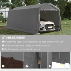 Outsunny 10' X 20' Carport Portable Garage, Heavy Duty Storage Tent, Patio Storage Shelter W/ Anti-UV PE Cover And Double Zipper Doors, For Motorcycle Bike Garden Tools -Outsunny T5Q88c188526c58d9