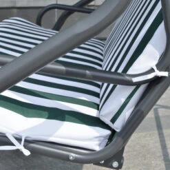 Outsunny 3-Person Patio Swing Chair, Outdoor Canopy Swing Bench With Adjustable Shade, Cushion And Durable Steel Frame, Green -Outsunny TCgfc9180b71286a3