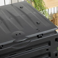 Outsunny Garden Compost Bin, 120 Gallon (450L) Garden Composter, BPA Free, With 80 Vents And 2 Sliding Doors, Lightweight & Sturdy, Fast Creation Of Fertile Soil, Black -Outsunny TRC3d6188c3b86bcc