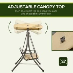 Outsunny 3-Seat Patio Swing Chair, Outdoor Canopy Swing Glider With Cushion, Adjustable Shade, And Slatted Design, For Porch -Outsunny Ta488c188d32bdacf