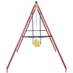 Outsunny Kids Metal Swing Set For Backyard, Heavy Duty A-Frame Swing Stand With 2 Seats, Glider And Adjustable Hanging Rope -Outsunny TeP15e17e6c6a2bc4
