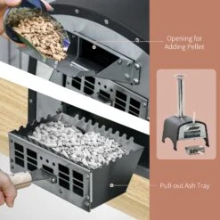 Outsunny Outdoor Pizza Oven, Portable Pellet Wood Fired Pizza Maker, 12" Stainless Steel Pizza Grill With Stone And Peel Accessories For Outside, Backyard, Outdoor Kitchen -Outsunny TeZda817ed344cdf8