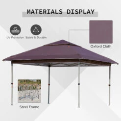Outsunny 12' X 12' Pop Up Canopy Tent With Netting And Carry Bag, Instant Sun Shelter With 137 Sq.ft Shade, Tents For Parties, Height Adjustable, For Outdoor, Garden, Patio, Brown -Outsunny TfB3d618746780e02