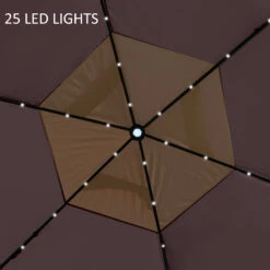 Outsunny 11' X 13' Pop Up Canopy Tent With Solar LED Light, Carry Bag And Netting, Hexagonal Instant Sun Shelter, Tents For Parties, Height Adjustable, For Outdoor, Garden, Patio, Beige -Outsunny Tg9d1b17ed320193b