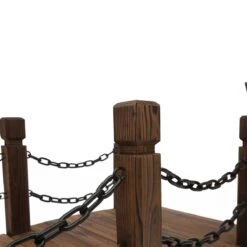 Outsunny Wooden Garden Bridge Arc Stained Finish Walkway With Metal Chain Railings -Outsunny Ti2b2c17e6aa06576
