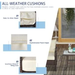 Outsunny 5-Piece Wicker Patio Armchair Set With Ottoman, Outdoor PE Rattan Furniture Set With Comfortable Zippered Cushions & Weather-Fighting Build, Brown 17 Outsunny 5-Piece Wicker Patio Armchair Set With Ottoman, Outdoor PE Rattan Furniture Set With Comfortable Zippered Cushions & Weather-Fighting Build, Brown -Outsunny TiOd4617e68c454f1