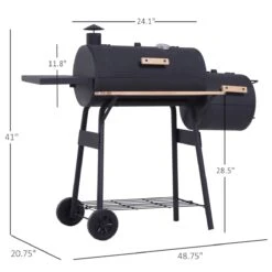 Outsunny 48" Charcoal BBQ Grill And Smoker Combo With Wheels Steel Portable Backyard BBQ Grill -Outsunny TiQb0717e7210afe1
