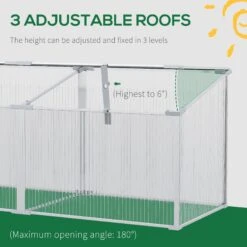 Outsunny Mini Greenhouse Kit, 71" Outdoor Cold Frame Cloche With Adjustable Roof, Polycarbonate Panels, And Rain Resistant Aluminum Frame, Small Nursery For Seedlings, Herbs & Flowers -Outsunny Tk8a09188b96b935f