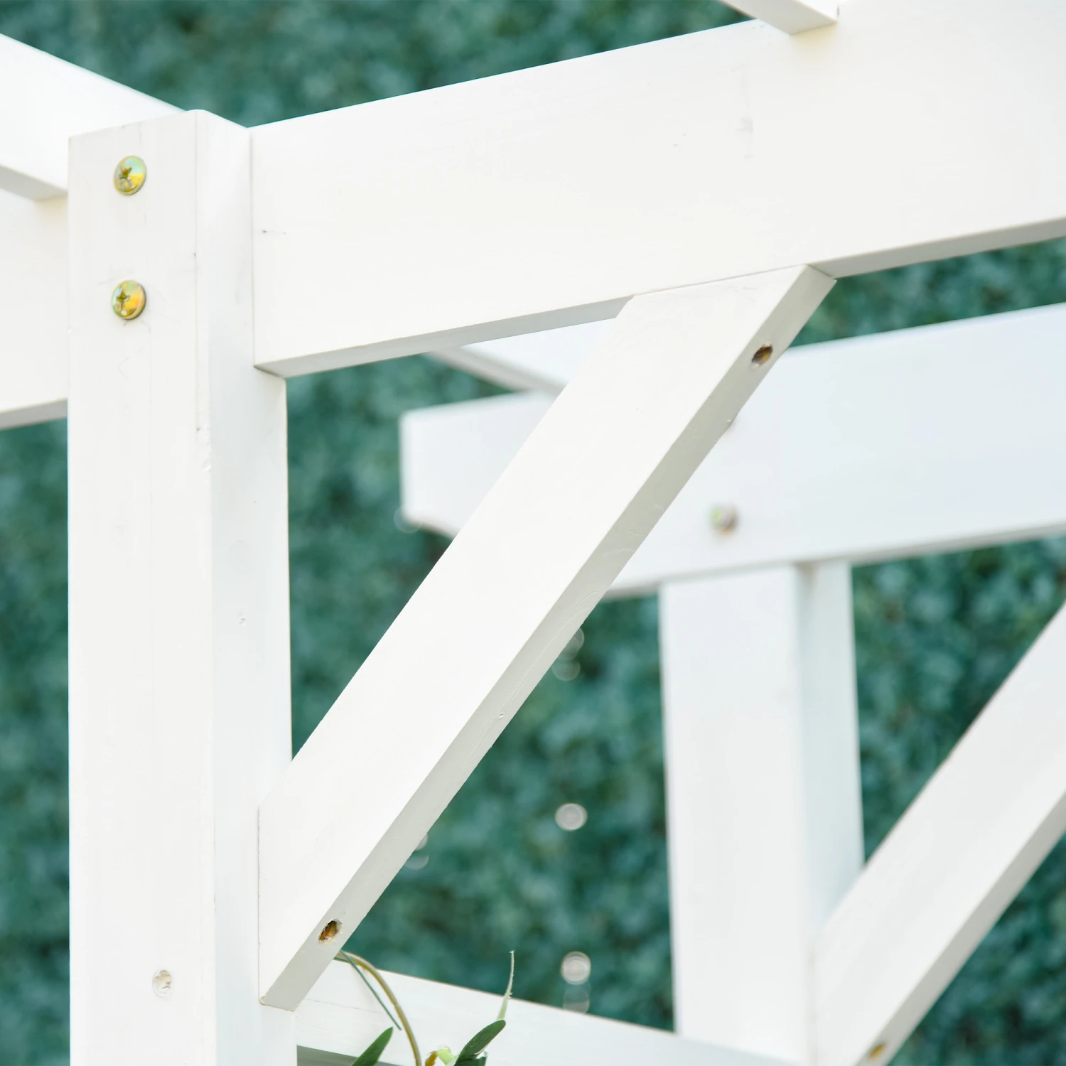 Outsunny 85" Wooden Garden Arbor For Wedding And Ceremony, Outdoor Garden Arch Trellis For Climbing Vines - White 8 Outsunny 85" Wooden Garden Arbor For Wedding And Ceremony, Outdoor Garden Arch Trellis For Climbing Vines - White - Image 8