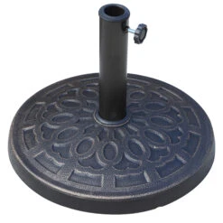 Outsunny 17" 27 Lbs Outdoor Umbrella Stand Base, Round Resin Heavy Duty Market Parasol Holder With Decorative Pattern & Easy Setup, For Φ1.5", Φ1.89" Pole, For Lawn, Deck, Backyard, Garden, Bronze