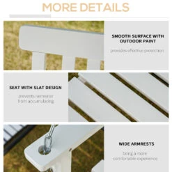 Outsunny 2-Seater Hanging Porch Swing Outdoor Patio Swing Chair Seat With Slatted Build And Chains, 440lbs Weight Capacity, White -Outsunny Tq788c181532ed9b2
