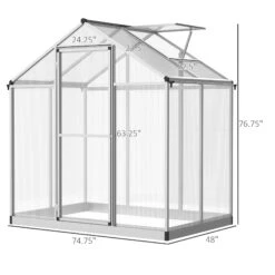 Outsunny 4' L X 6' W Walk-In Polycarbonate Greenhouse With Roof Vent,Greenhouse For Winter -Outsunny TwZc171818c024a9c