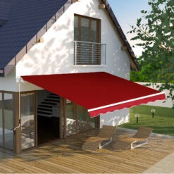 Outsunny 8' X 7' Manual Retractable UV Protentant Sun Shade Patio Awning - Red -Outsunny Twyf4318316edfcfc