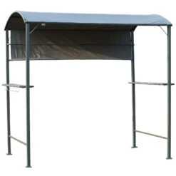 Outsunny 7FT Grill Gazebo BBQ Canopy With Sun Shade Panel Side Awning, 2 Exterior Serving Shelves, 5 Hooks For Patio Lawn Backyard